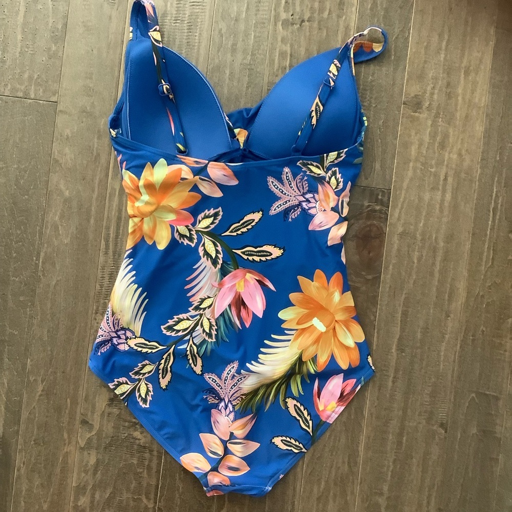 Floral Paradise Blue Women's One Piece Swimsuit - Picture 4 of 7